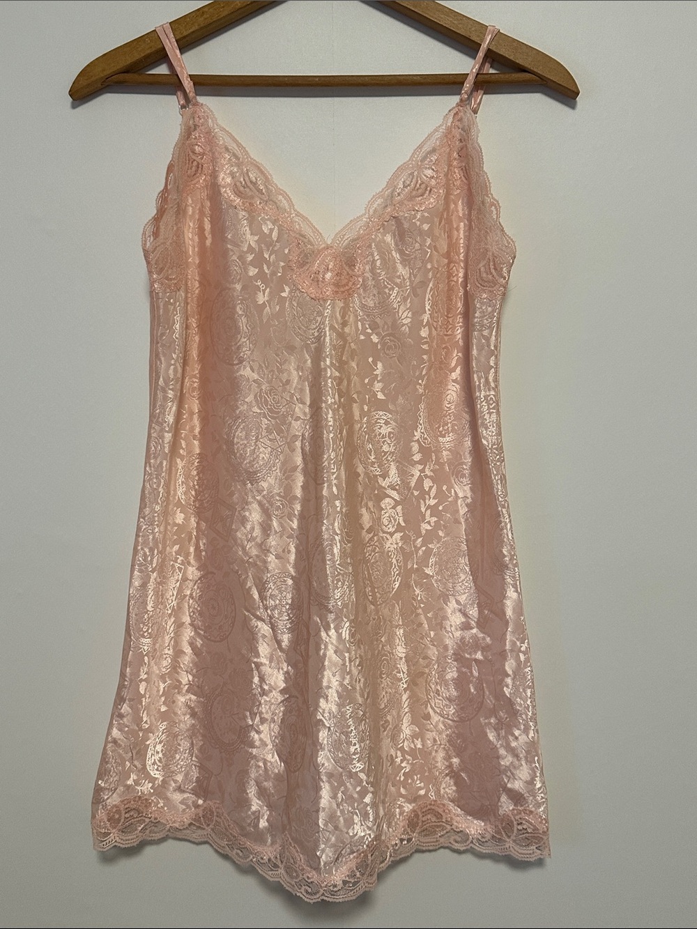 Vintage Victoria's Secret Lace Trim Slip Dress in Light Pink
